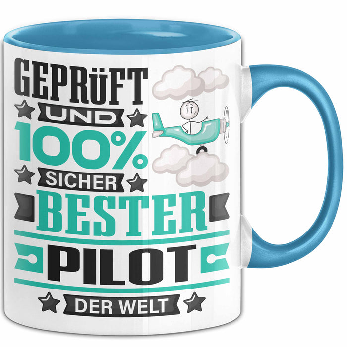 Pilot Geschenk Lustiger Spruch für Pilot Geschenkidee Bester Pilot Der Welt Blau Trendation
