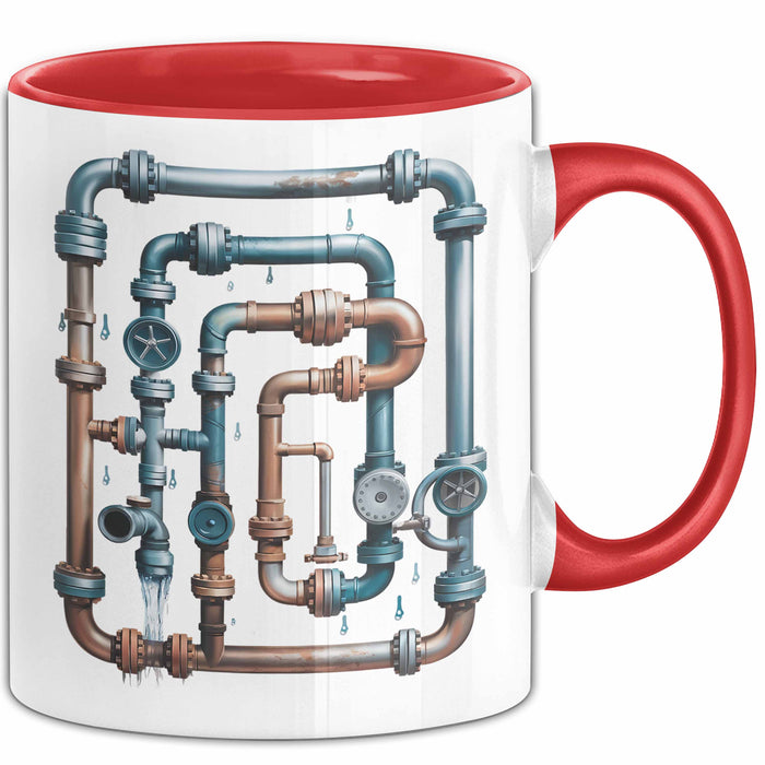 Klempner Tasse Geschenkidee für Rohrleger Lustiger Spruch Rot Trendation