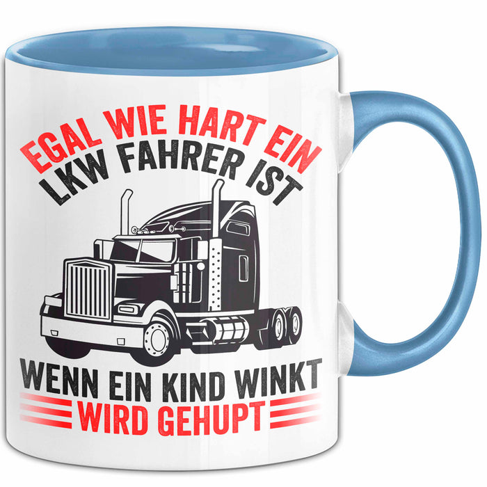 Lkw Fahrer Tasse Geschenk Harte Truckfahrer Trucker Geschenkidee Lustig Blau Trendation