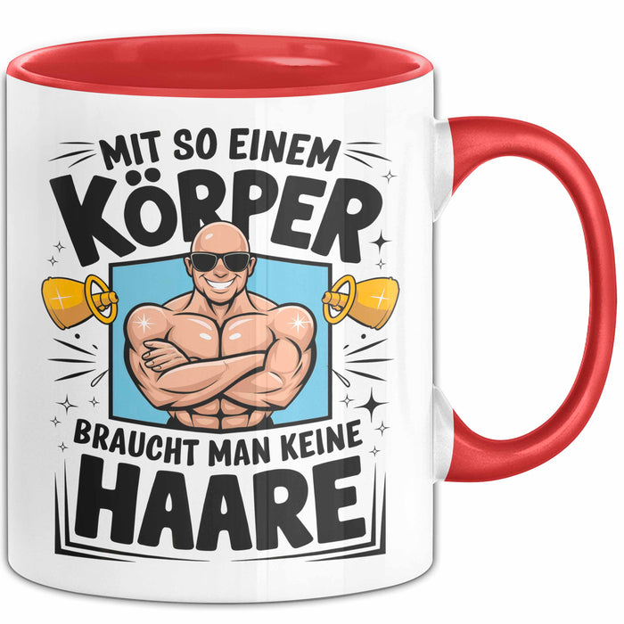 Glatzkopf Männer Tasse Geschenkidee Du Brauchst Keine Haare Rot Trendation