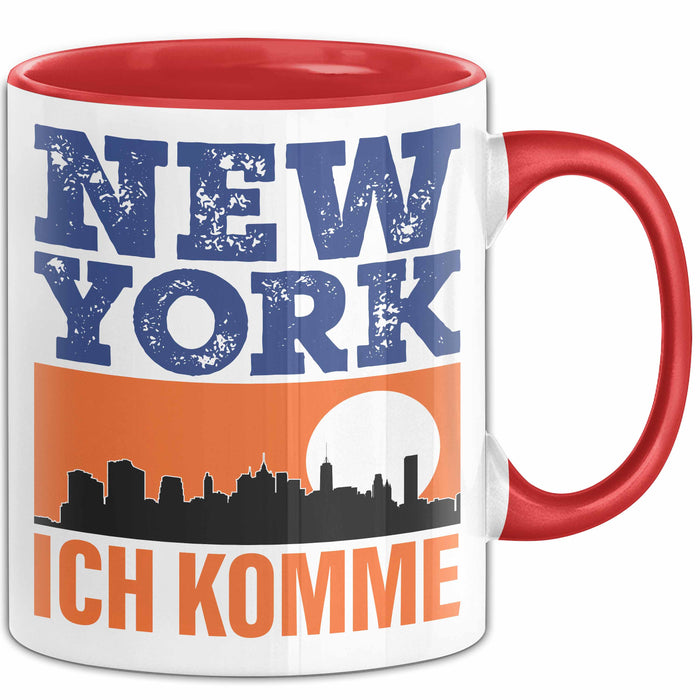 New York Tasse Geschenk Horizont Ich Komme Spruch Geschenkidee Rot Trendation