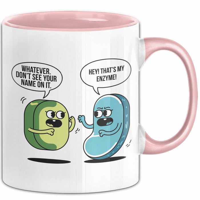Biologielehrer Unterricht Tasse Geschenk Lustige Geschenkidee Spruch Hey Das Ist Mein Enzym Rosa Trendation