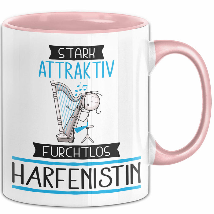Harfenistin Tasse Geschenk Becher Stark Attraktiv Furchtlos Harfenistin Lustige Geschenkidee Rosa Trendation