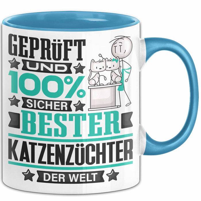 Katzenzüchter Geschenk Lustiger Spruch für Katzenzüchter Geschenkidee Bester Katzenzüchter Der Welt Blau Trendation
