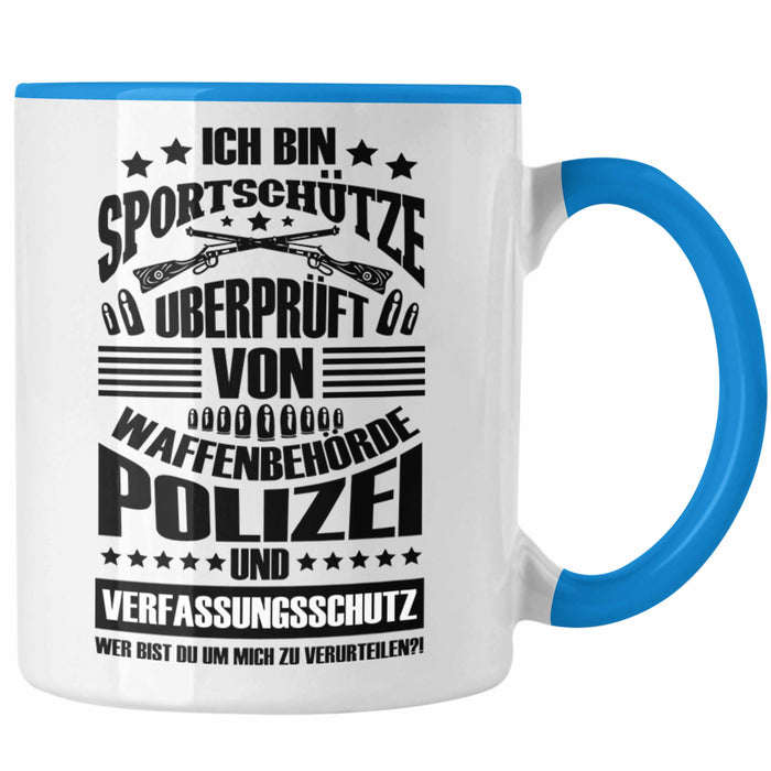 Lustige Schießen-Tasse für Sportschützen Geschenk Ich Bin Sportschütze Blau Trendation