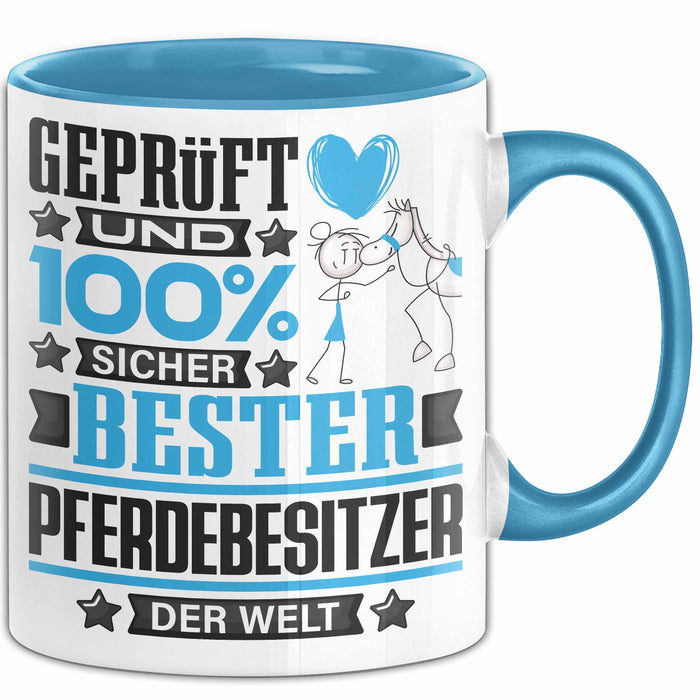 Pferdebesitzer Geschenk Lustiger Spruch für Pferdebesitzer Geschenkidee Bester Pferdebesitzer Der Welt Blau Trendation