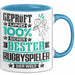 Rugbyspieler Geschenk Lustiger Spruch für Rugbyspieler Geschenkidee Bester Rugbyspieler Der Welt Blau Trendation