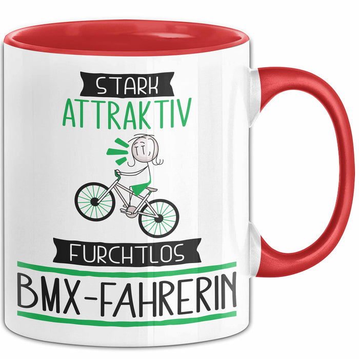 BMX-Fahrerin Tasse Geschenk Becher Stark Attraktiv Furchtlos BMX-Fahrerin Lustige Geschenkidee Rot Trendation