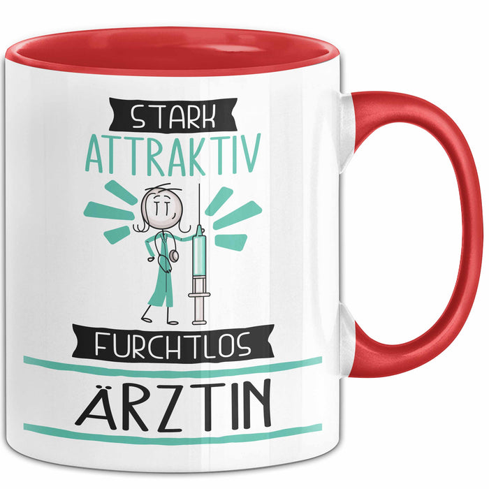 Ärztin Tasse Geschenk Becher Stark Attraktiv Furchtlos Ärztin Lustige Geschenkidee Rot Trendation