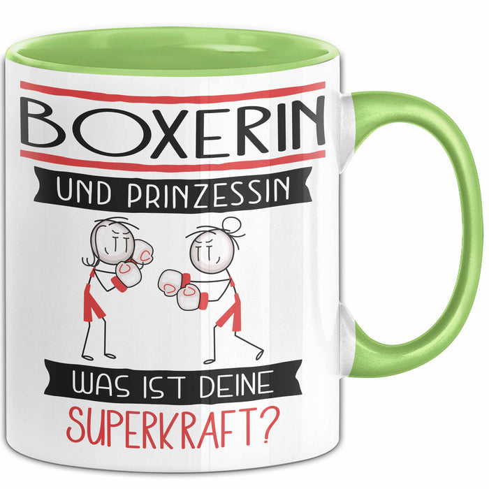 Boxerin Und Prinzessin Tasse Geschenk Für Eine Boxerin Geburtstag Was Ist Deine Superkraft Grün Trendation