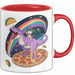 Katzen Tasse Geschenk Katze reitet Dinosaurier & isst Pizza Rot Trendation