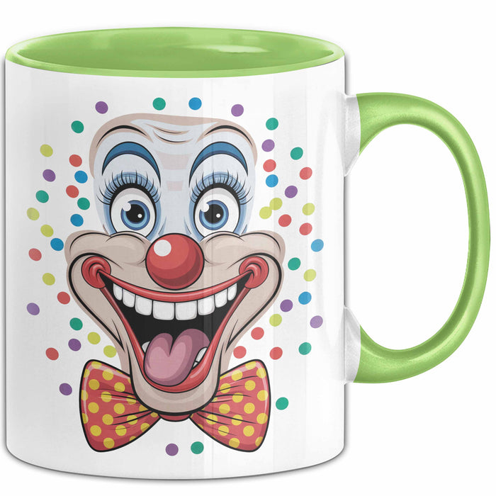 Zirkus Tasse Geschenk Lachender Clown Geschenkidee Künstler Grün Trendation