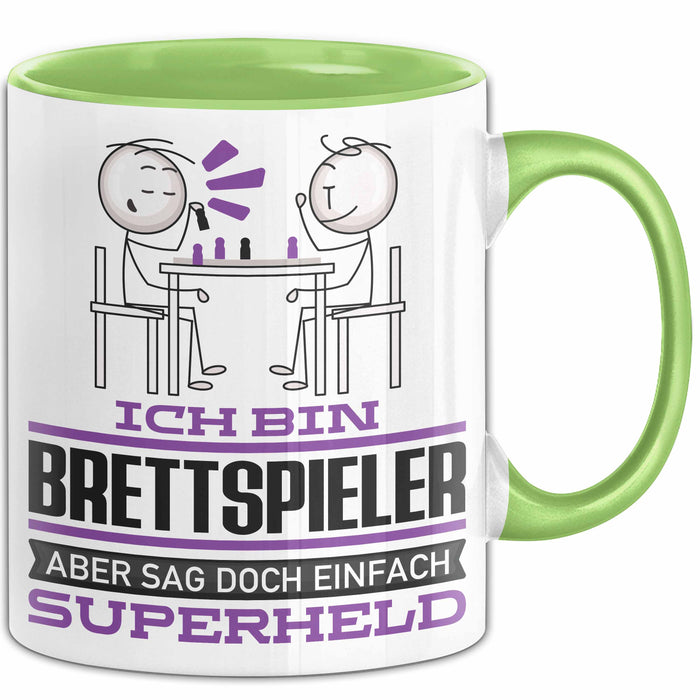 Brettspieler Geschenk Tasse Ich Bin Brettspieler Aber Sag Doch Einfach Superheld Lustige Geschenkdiee für Brettspieler Kaffee-Becher Grün Trendation