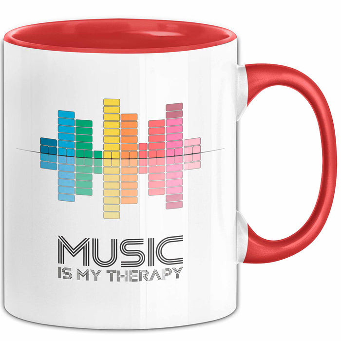 DJ Musik Equalizer EDM Party Tasse Geschenk Lustige Geschenkidee Spruch Musik Ist Meine Therapie Rot Trendation