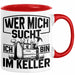 Handwerker Geschenk Tasse Wer Mich Sucht Ich Bin Im Keller KFZ Mechaniker Hausmeister Elektroniker Anlagenmechaniker Heimwerker Rot Trendation