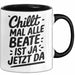 Beate Tasse Geschenk Chillt Mal Alle Beate Ist Ja Jetzt Da Geschenkidee Becher mit Name Schwarz Trendation