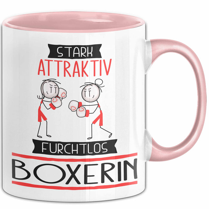Boxerin Tasse Geschenk Becher Stark Attraktiv Furchtlos Boxerin Lustige Geschenkidee Rosa Trendation