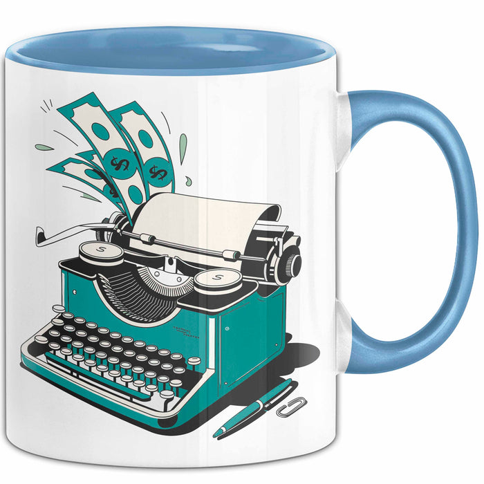 Freiberuflicher Autor Tasse Geschenkidee für Wortliebhaber Blau Trendation