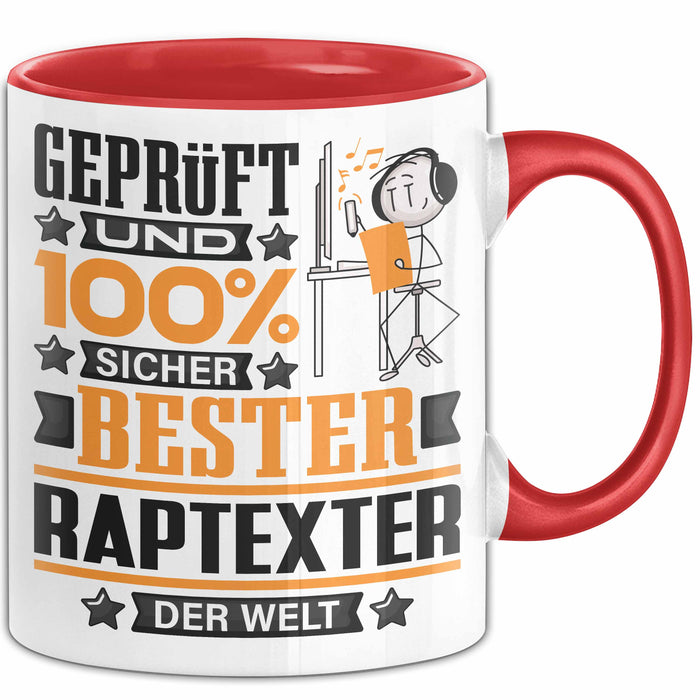 Raptexter Geschenk Lustiger Spruch für Raptexter Geschenkidee Bester Raptexter Der Welt Rot Trendation