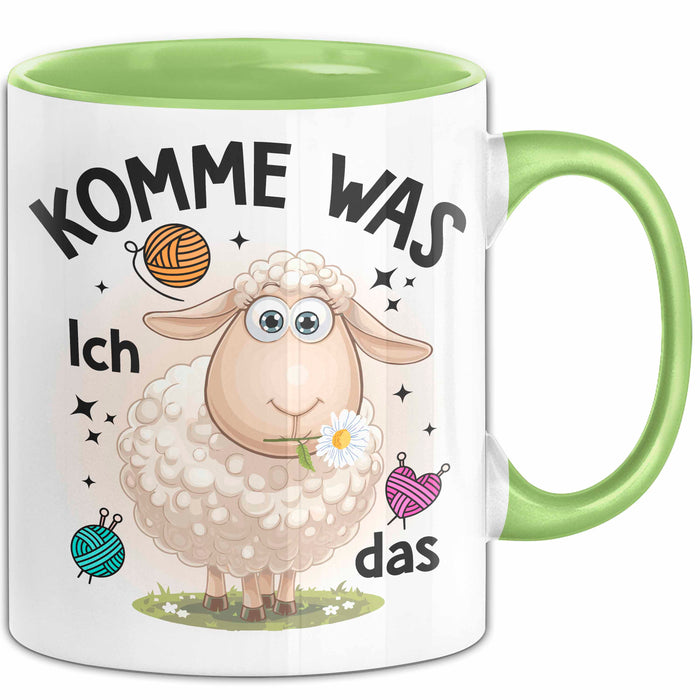 Schaf Tasse Geschenkidee Komme Was Wolle Ich Sheep That Grün Trendation