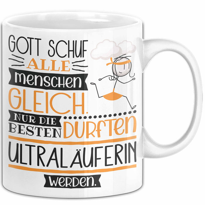 Ultraläuferin Geschenk Becher Tasse Gott Schuf Alle Menschen Gleich Nur Die Besten Durfeten Ultraläuferin Werden Geschenkidee Lustig Weiß Trendation