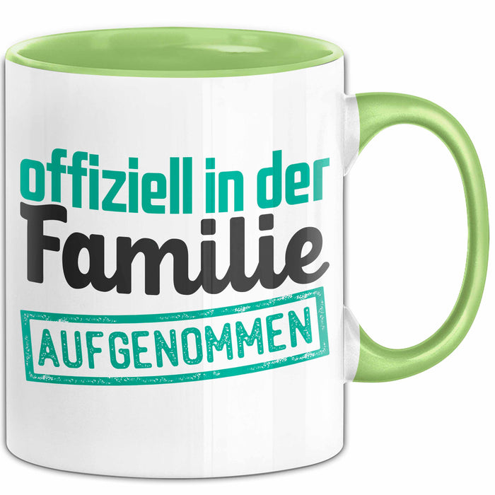 Schwager Tasse Geschenk Schwägerin Offiziell In Der Familie Aufgenommen Lustig Becher Grün Trendation
