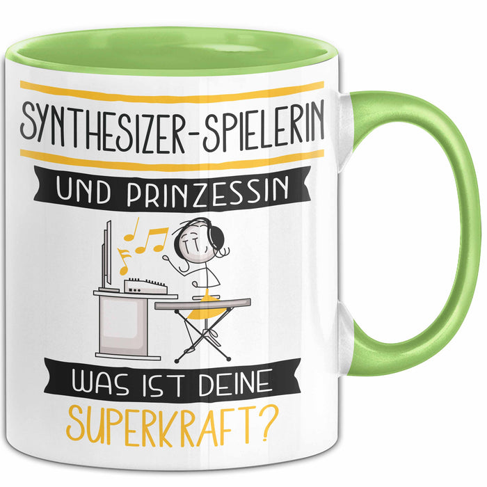 Synthesizer-Spielerin Und Prinzessin Tasse Geschenk Für Eine Synthesizer-Spielerin Geburtstag Was Ist Deine Superkraft Grün Trendation