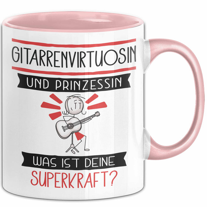 Gitarrenvirtuosin Und Prinzessin Tasse Geschenk Für Eine Gitarrenvirtuosin Geburtstag Was Ist Deine Superkraft Rosa Trendation