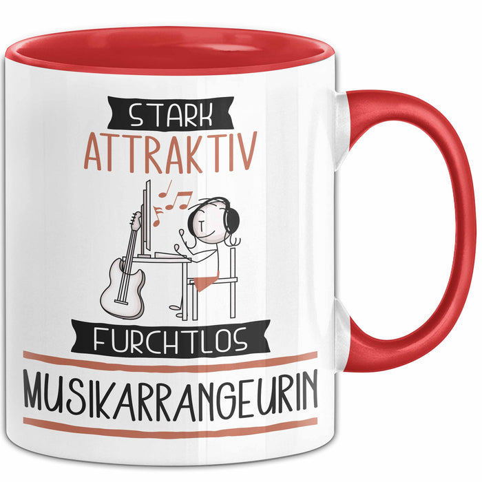 Musikarrangeurin Tasse Geschenk Becher Stark Attraktiv Furchtlos Musikarrangeurin Lustige Geschenkidee Rot Trendation
