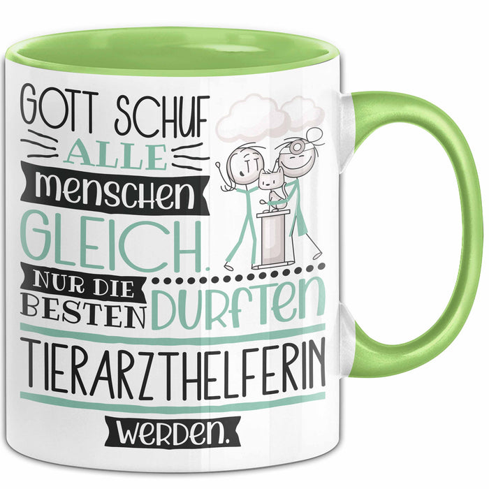 Tierarzthelferin Geschenk Becher Tasse Gott Schuf Alle Menschen Gleich Nur Die Besten Durfeten Tierarzthelferin Werden Geschenkidee Lustig Grün Trendation