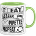 Biologe Labor Tasse Eat Sleep Pipette - Biologie Geschenkidee Biologe Grün Trendation