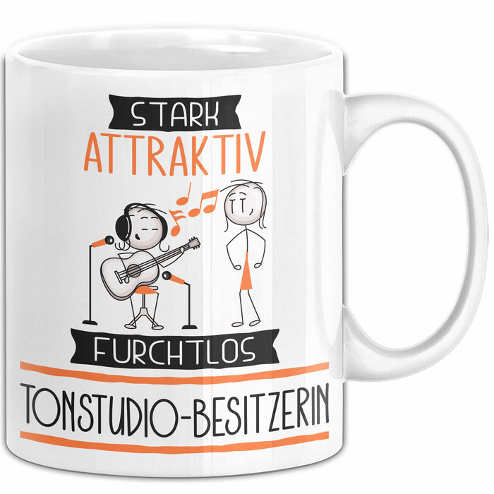 Tonstudio-Besitzerin Tasse Geschenk Becher Stark Attraktiv Furchtlos Tonstudio-Besitzerin Lustige Geschenkidee Weiß Trendation