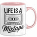 Retro Kassette Mixtape Tasse Geschenk Lustige Geschenkidee Spruch Das Leben Ist Ein Mixtape Rosa Trendation