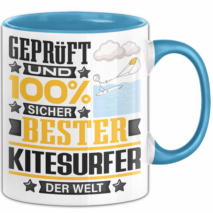 Kitesurfer Geschenk Lustiger Spruch für Kitesurfer Geschenkidee Bester Kitesurfer Der Welt Blau Trendation