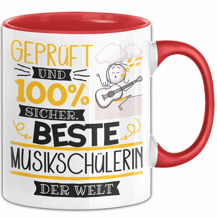 Beste Musikschülerin Der Welt Tasse Geschenk für Eine Musikschülerin Geprüft Und Sicher Geschenkidee Geburtstag Weihnachten Rot Trendation