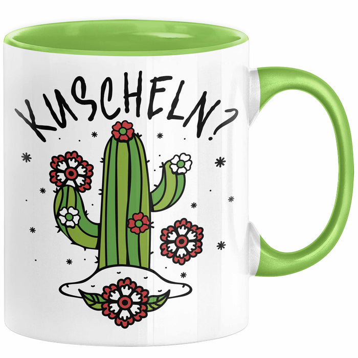 Kaktus Tasse Geschenk Kuscheln Sarkasmus Humor Geschenkidee Kaffee-Becher Kaktus-Liebhaber Frauen Grün Trendation