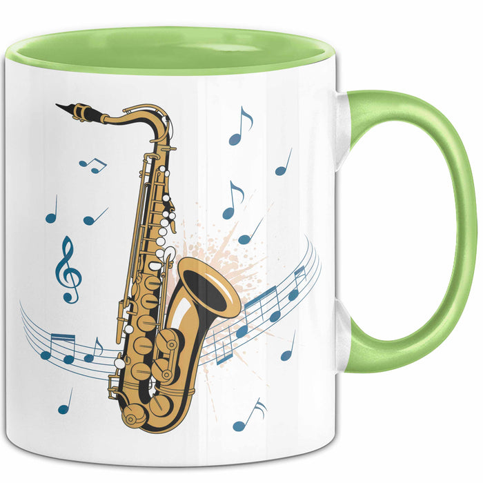 Saxophonspieler Tasse Geschenk Lustige Geschenkidee Spruch Grün Trendation