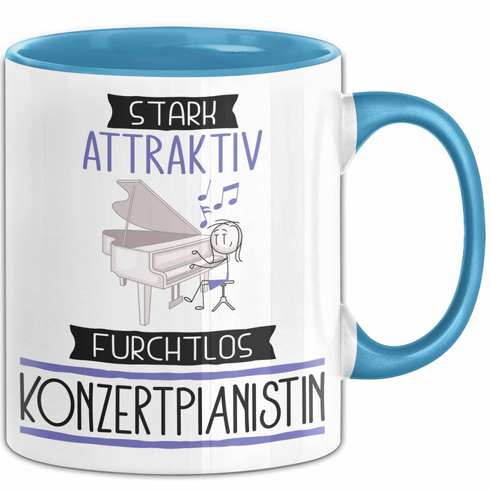 Konzertpianistin Tasse Geschenk Becher Stark Attraktiv Furchtlos Konzertpianistin Lustige Geschenkidee Blau Trendation