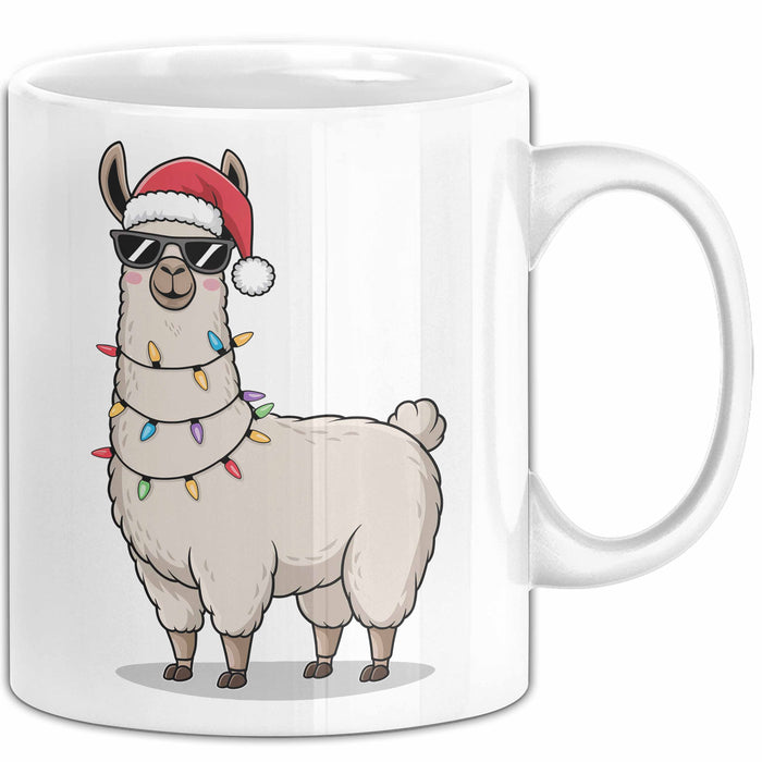 Lama Weihnachtsfeier Tasse Geschenk Lustige Geschenkidee Spruch Weiß Trendation