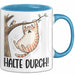 Katze Spatz Tasse Geschenk Grafik Halte Durch Geschenkidee Kaffee-Becher Blau Trendation