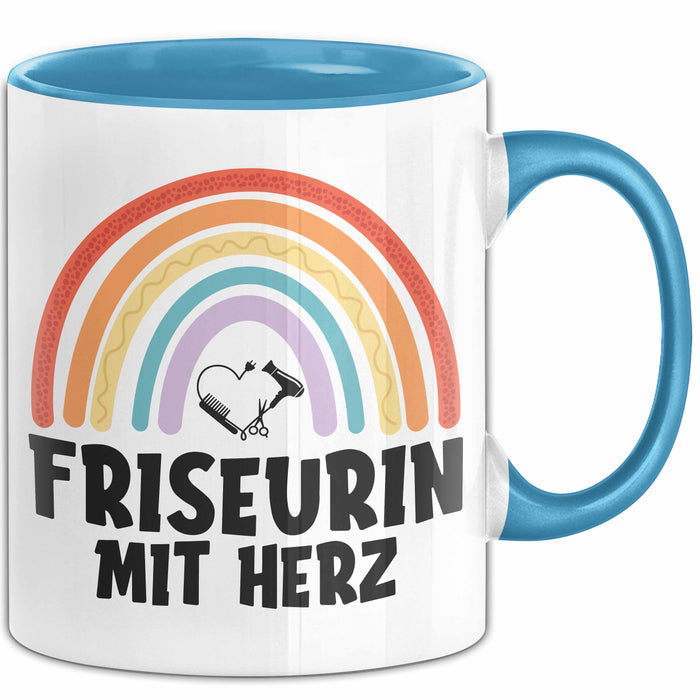 Friseurin Tasse Geschenk Friseurin Mit Herz Frisörin Geschenkidee Blau Trendation
