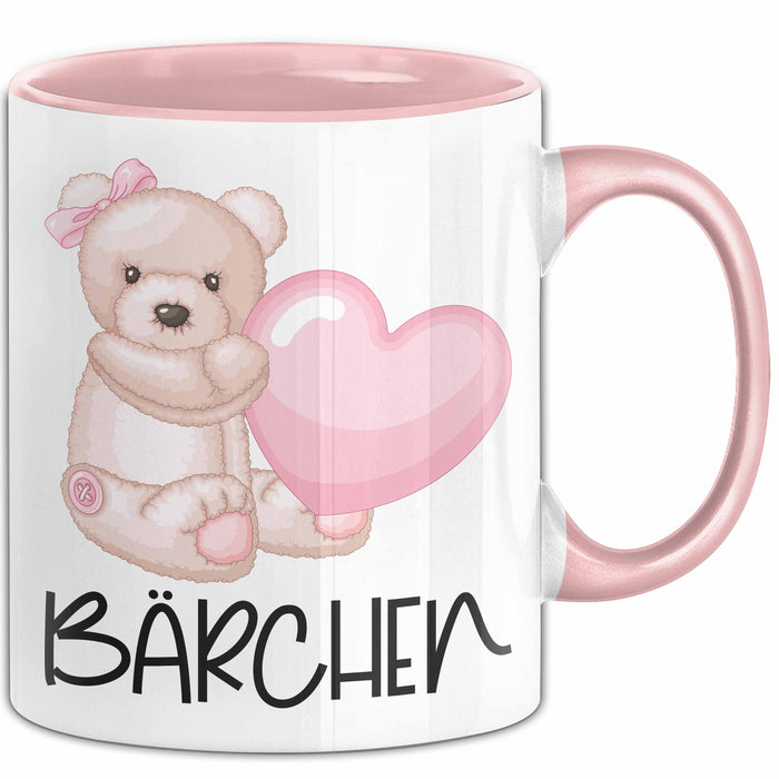 Tasse Teddybär mit Herz lustiges Geschenk für Kinder oder Valentinstag Rosa Trendation