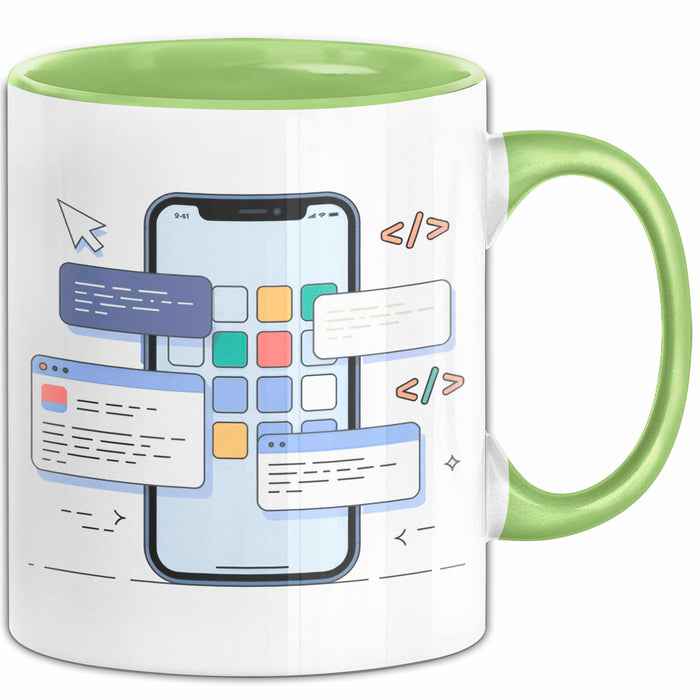 Mobile App Entwickler Tasse Geschenk Lustige Geschenkidee Spruch Für App Ersteller Grün Trendation