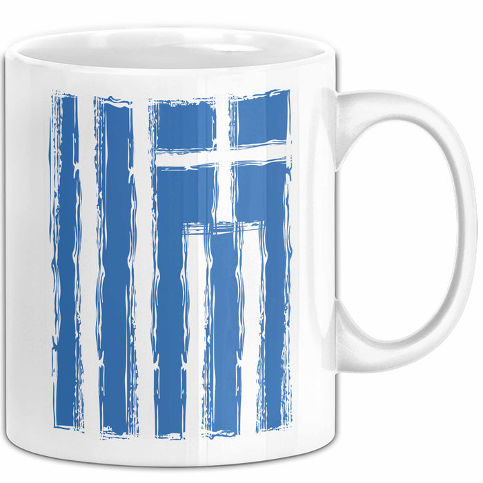 Griechenland Tasse Geschenk Grieche Flagge Hoch Kaffee-Becher Weiß Trendation