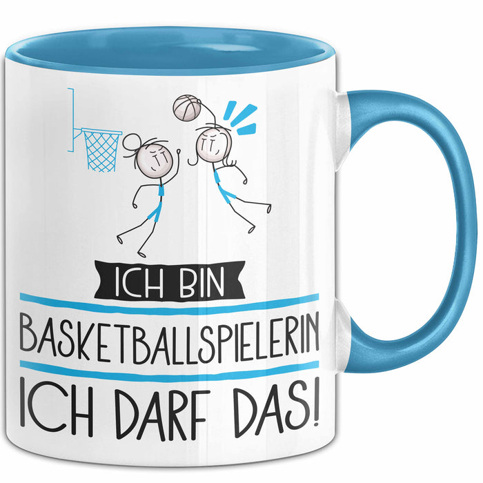 Geschenk für Basketballspielerin Tasse Lustige Geschenkidee Geburtstag Ich Bin Basketballspielerin Ich Darf Das Blau Trendation