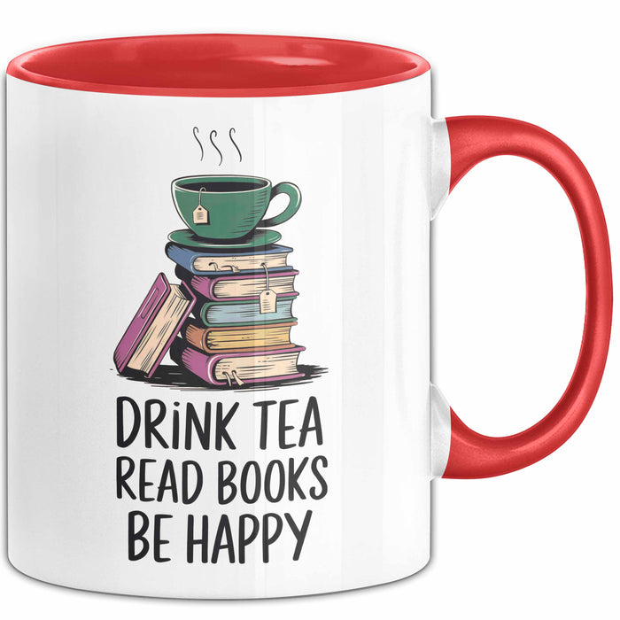 Buchleser Bücher Lesen Tasse Geschenk Lustige Geschenkidee Spruch Tee Trinken Bücher Lesen Rot Trendation