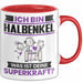 Halbenkel Tasse Geschenk für Halbenkel Geburtstag Lustiger Spruch Kaffee-Becher Was Ist Deine Superkraft Rot Trendation