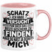 Valentinstag Tasse Geschenk für Ihn Sie Männer Für Paare Freundin Geschenkidee Kaffee-Becher Liebe Schatz Ich Hab Versucht Für Dich Das Geschenk Zu Finden Aber Du Hast Ja Bereits Mich Rosa Trendation