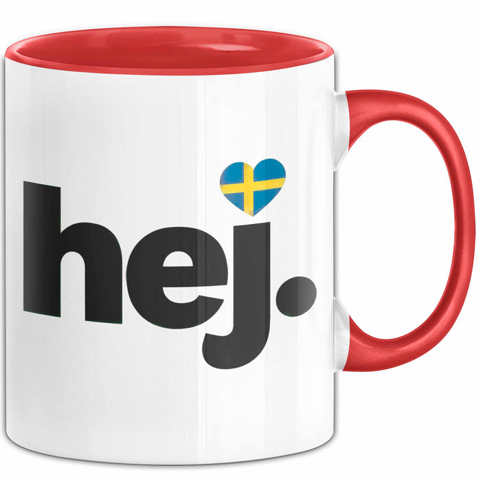 Schweden Skandinavien Schwedisch Tasse Geschenk Lustige Geschenkidee Spruch Hej Rot Trendation