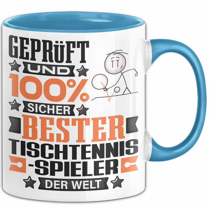 Tischtennisspieler Geschenk Lustiger Spruch für Tischtennisspieler Geschenkidee Bester Tischtennisspieler Der Welt Blau Trendation